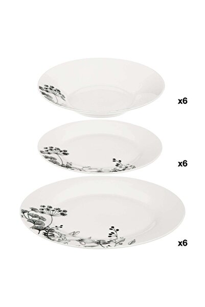 Secret de Gourmet Serviciu de masă „White Floral” - 18 piese, Alb
