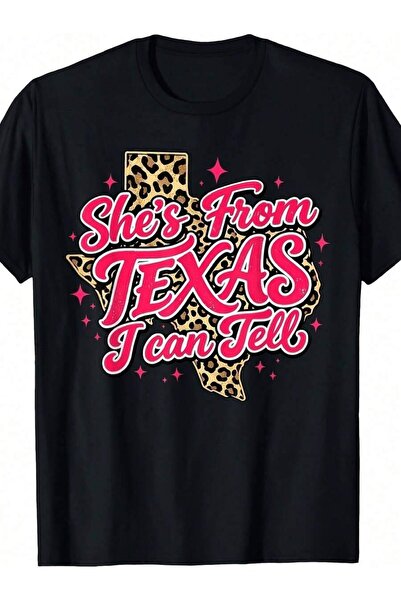 NOURAM تي شيرت She's From I Can Tell Retro Vintage Texas Girl