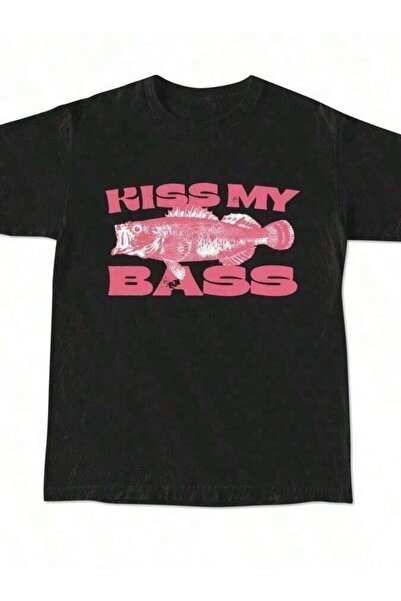 LİNA06 قميص صيد السمك بتصميم كلاسيكي من Kiss My Bass، قميص بتصميم جرافيك وردي...