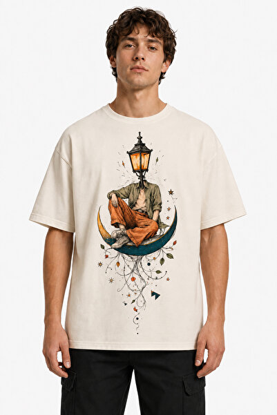 Premium Kalite Oversize Grafik Baskılı Streetwear Unisex Ribanalı Bisiklet Yaka Tişört %100 Pamuk 240 GSM Siyah