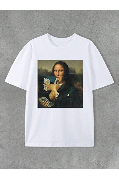 NOURAM Mona Lisa Money Counting Abstract Pattern Retro Men's Casual Sports Sh...