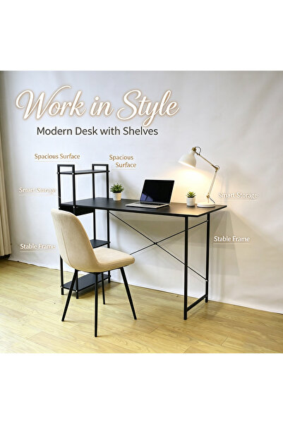 Topone1Topone1 Computer Desk with Storage Shelves, Home Office Study Desk wit...