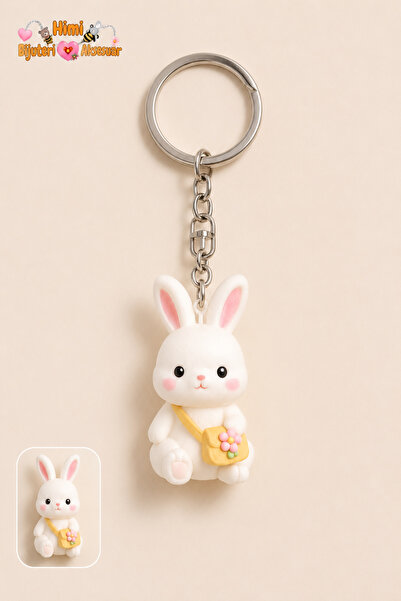 himi bijuteri aksesuar Cute Yellow Bag Rabbit Keychain Miniature Figurine Bag...