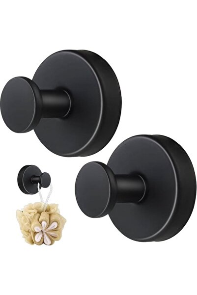 STARSTAR 2-Pack Black Stainless Steel Suction Cup Shower Hooks, No-Drill Wall...
