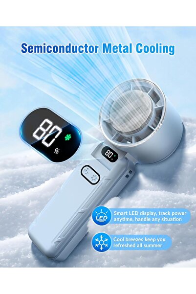 Morvena Picks mini ventilator - baterie de 3600 mAh - încărcare USB - afișaj ...
