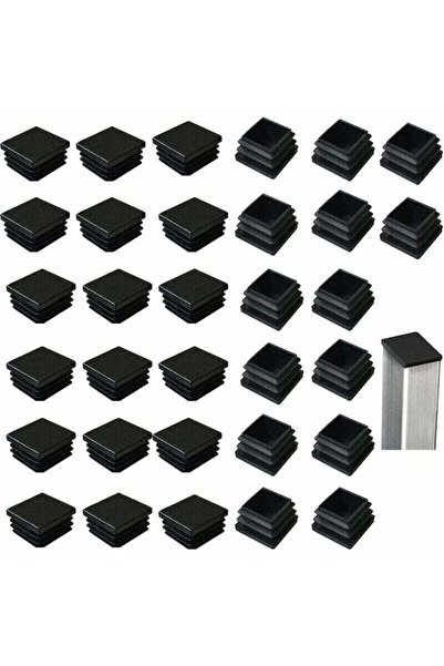 STARSTAR 32 square black plastic plugs (40 x 40 mm) for metalware, chairs, so...