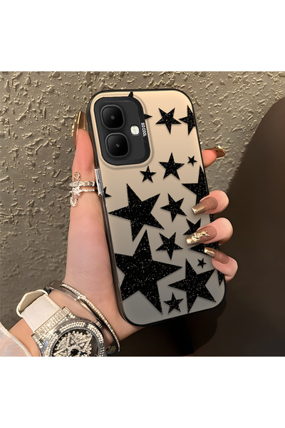 CHICASELUX Infinix Smart 10 Compatible High Quality Flat Print Black Star Pat...