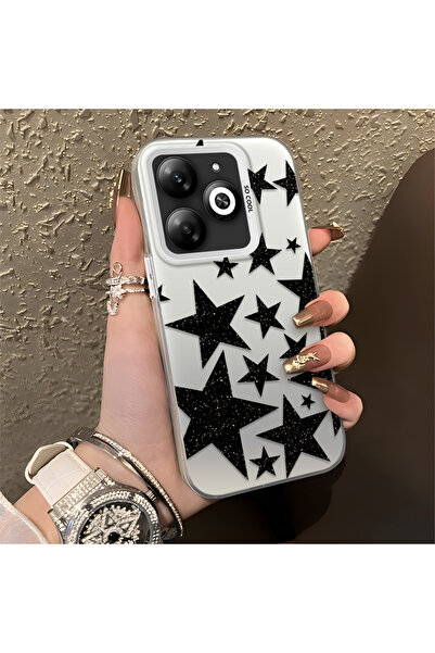 CHICASELUX Infinix Smart 8/8 Pro/8 Plus Uyumlu Yüksek kaliteli düz baskı siya...
