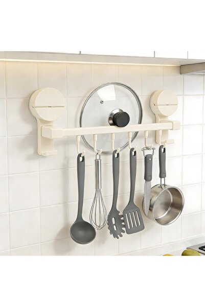 STARSTAR Kitchen hook rack with suction cups, 6 hooks, suitable for kitchen t...
