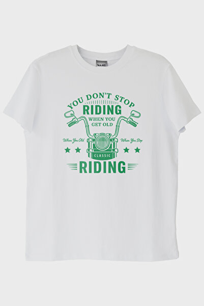 lofux You Don'T Stop Riding Motorcycle Enthusiast White T-Shirt