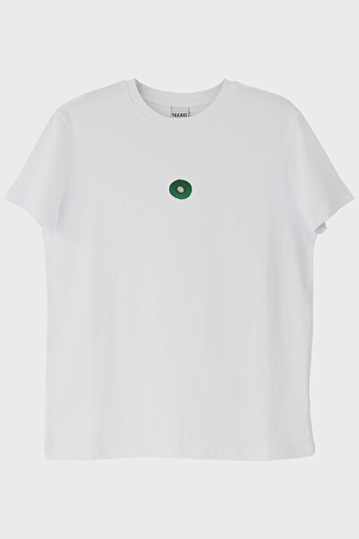 lofux Kiwi Patterned Embroidery T-Shirt - Fruit Themed T-Shirt