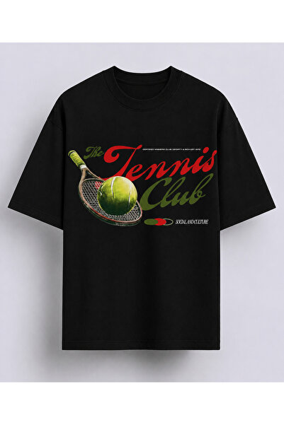 VODEXA Unisex Oversize Tennis Printed T-Shirt 100% Cotton Tennis Themed Comfo...