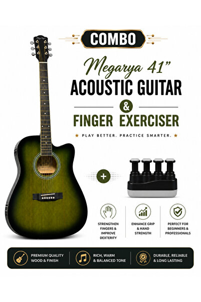 MegArya 41" Acoustic Guitar + Finger Exerciser Combo Pack