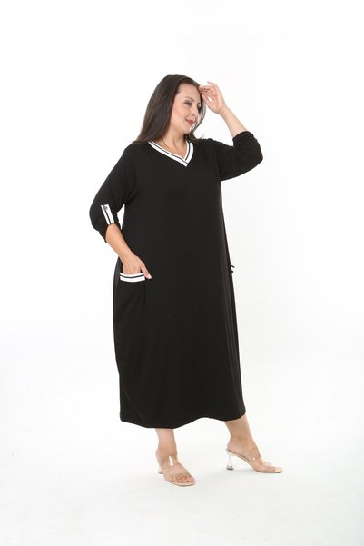 XL Modam ROCHIE DE DAMĂ DIN LICHROINĂ ȘI VISCOZĂ CU DUNGĂ, MĂRIME MARE