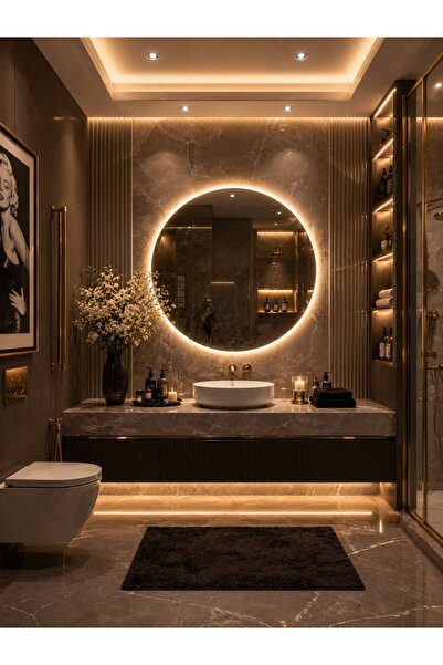Halo Luxe Premium Yuvarlak LED Banyo Aynası Dokunmatik Sensörlü Işıklı Ayna