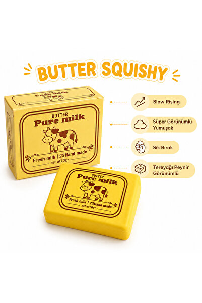 DEVU Butter Pure Milk Squishy Tereyağı Peynir Görünümlü Yavaş Yükselen - Tere...