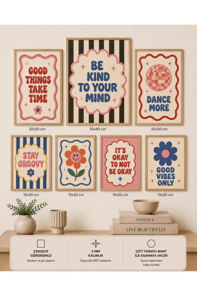 UNT 7-dijelni set modernih slika sa izgledom okvira | Retro i pop art | Motiv...