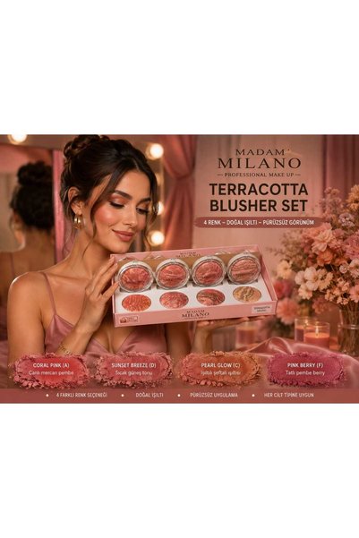 ORİON GLOBAL Madam Milano Terracotta Blush Rose Powder (F) – Professional Makeup / Natural Dried Rose