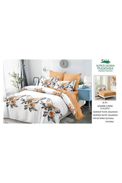 Pucioasa Set de lenjerie de pat gros Finet, 6 piese, cu cearșaf cu elastic BBA59