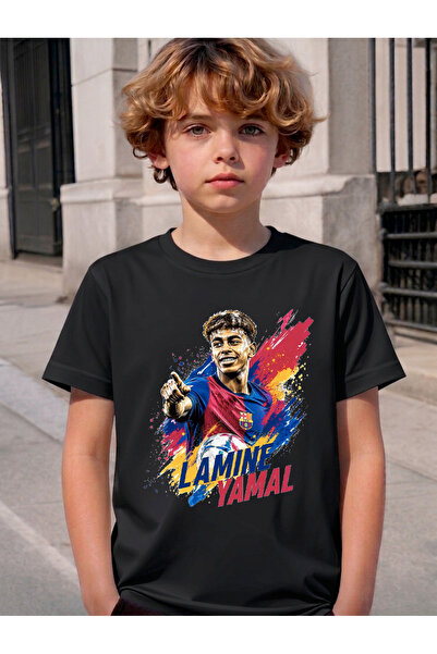 STİL-X Lamine Yamal Printed Crewneck Children's and Youth T-Shirt, Soft Textu...