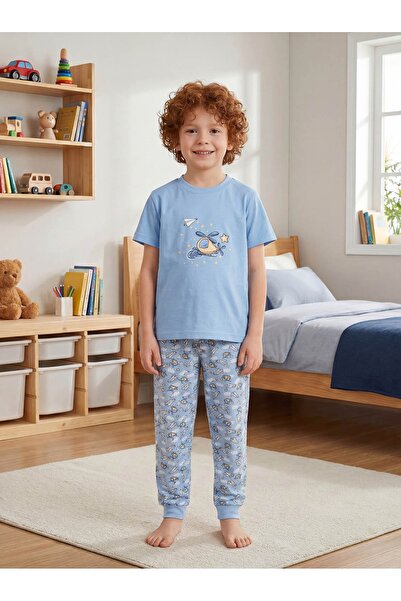 Aydoğan Lizz Erkek Çoçuk Kısa Kollu %100 Pamuk pijama Takım