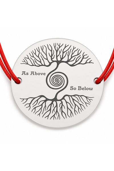 Simoshop Brățară argint 925 cu bănuț Arborele Vieții, As Above So Below, șnur...