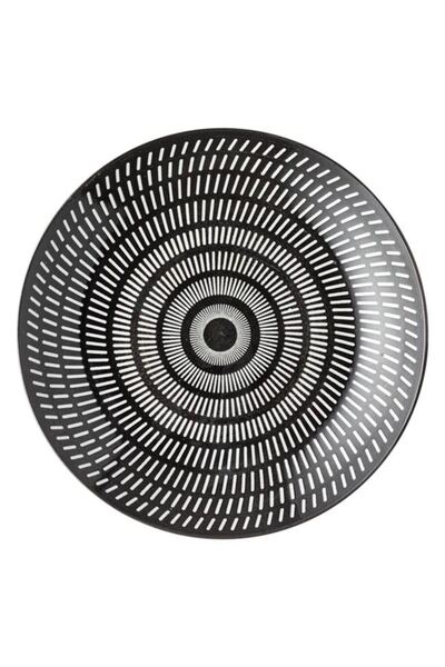 BAMI NETWORK Farfurie portelan negru dungi albe 19cm