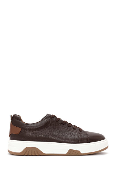 Derimod Men's Brown Lace-Up Thick Soled Leather Sneaker Wm630001Df
