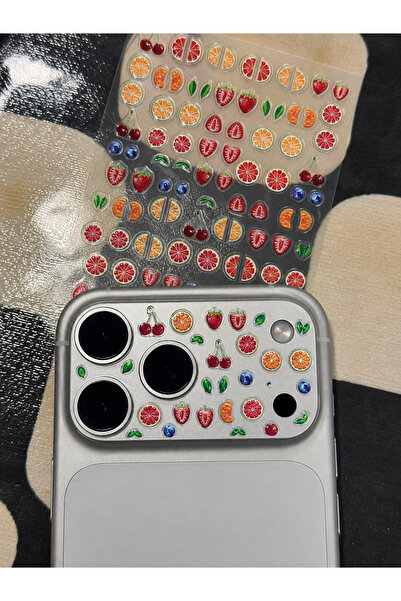 EDELFU Telefon Kamera Stickerı Meyveler Kabartmalı Minik Yapışkanlı Sitcker (...