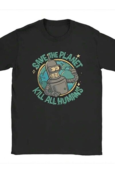 k222 تي شيرت Save The Planet Kill All Humans Futurama للرجال والنساء، تي شيرت...