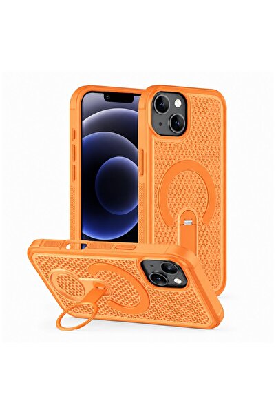 Zebana Apple iPhone 15 Plus Uyumlu Kılıf CoolRing M-Safe Silikon Kılıf Turuncu