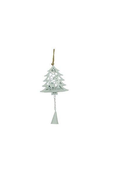 Rao Ornament de Brad Pom de Craciun, Alb, Metal, 20 Cm