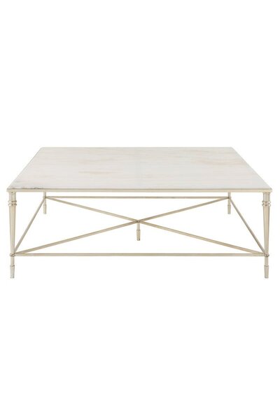UTTERMOST طاولة قهوة مربعة فضية من روشين مقاس 122 عرض × 43 ارتفاع × 122 عمق