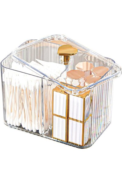 STARSTAR 2-Pack Transparent Q-Tips & Cotton Swab Holder Organizer with Lid fo...