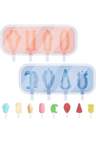 STARSTAR Silicone Ice Cube Molds 2 Pieces 26 cm - 200 Pieces Wooden Ice Cream...