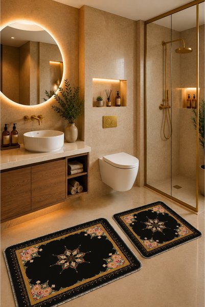 ZNG design home Bath Mat Set of 2 with Non-Slip Base and Washable 60X90 cm - ...
