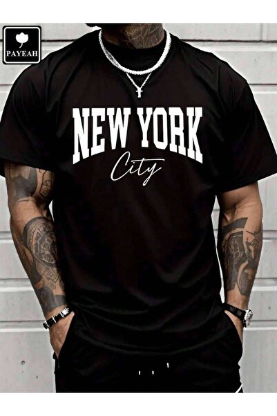 21JNRY PAYEAH New York Print Summer Men's Casual T-Shirt 100% Heavy Cotton T ...