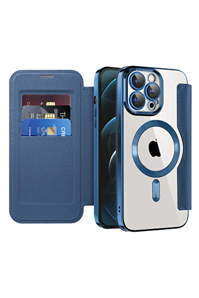 Techsuit Husă pentru iPhone 12 Pro Max, SmartMag Book Case, albastru - albastru