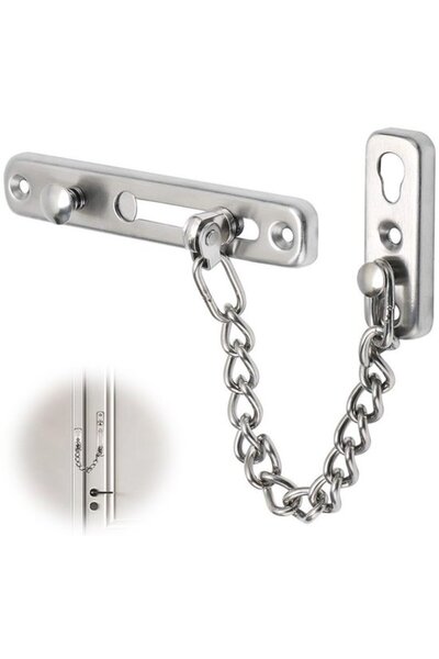 STARSTAR Brushed silver drill-free stainless steel door security chain lock, ...