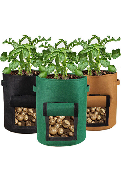 STARSTAR A set of 3 ten-gallon non-woven planting bags with flaps and handles...