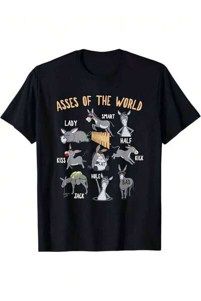NOURAM Funny Graphic T-Shirt Assorted Donkey Phrases (Smart, Lazy, Bad) Soft ...