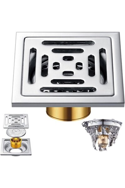 STARSTAR Square Stainless Steel Floor Drain 100 x 100 mm - Removable Drain fo...