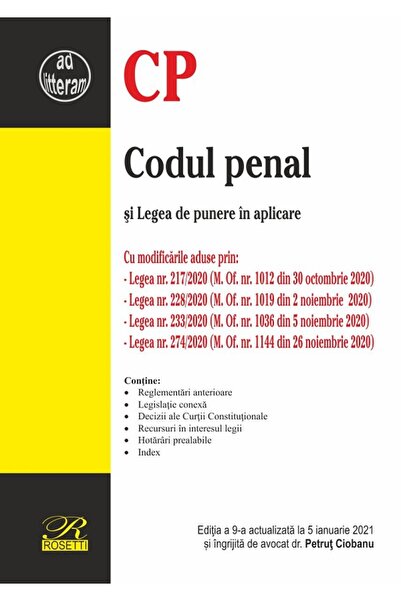 ROSETTİ Codul penal si Legea de punere in aplicare Act. 5 ianuarie 2021