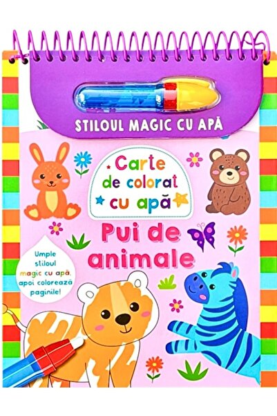 Flamingo Stiloul magic cu apa. Carte de colorat cu apa: Pui de animale