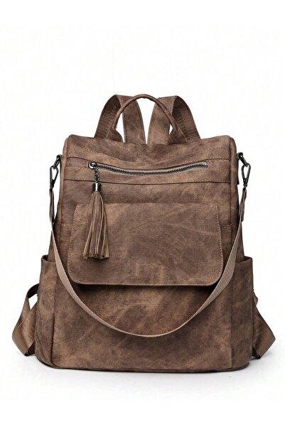 Generic Brand Rucsac de damă, stil preppy, culoare uni simplă, capacitate mar...