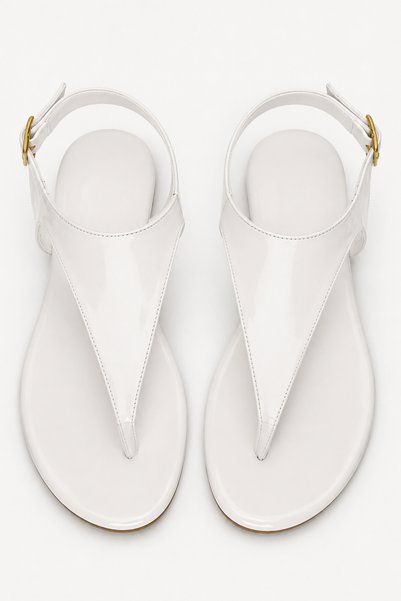 BonuStep Isabel Women's Patent Leather Flip-Flop Sandals with Ankle Buckle and Comfortable Sole