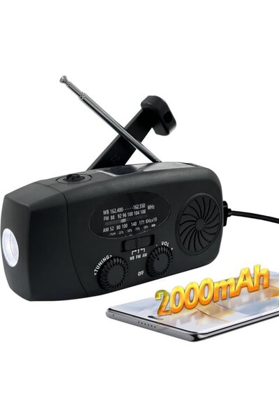STARSTAR Manual emergency radio LED flashlight portable AM/FM weather 5000 mA...
