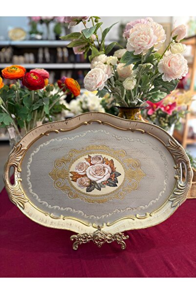 Fiorenza Brand Handcrafted Painted Oval Rosewood Tray 52cm
