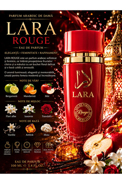 Lara Parfum Arabesc ROUGE 100 ml Damă Dulce-Fructat și Rafinat – Bergamotă, M...