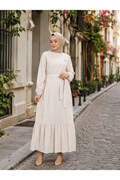 bubiee baby Women's Stylish Comfortable Cream Long Sleeve Waist Ribbon Skirt ...